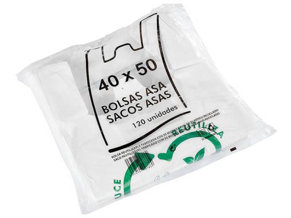 495003 - Bolsa blanca 40x50 paq 50 reciclable eco sostenible