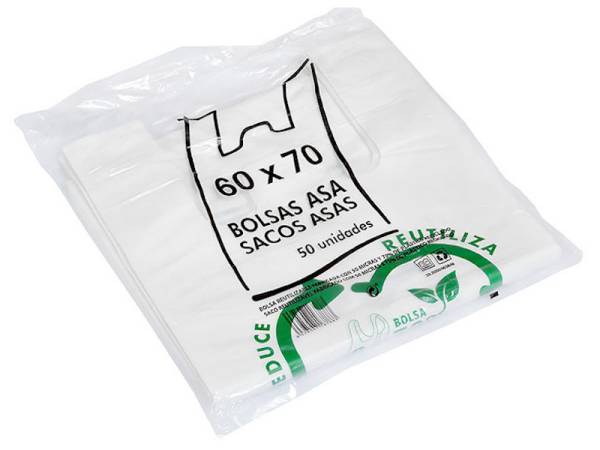 495005 - Bolsa blanca 60x70 paq 50 reciclable eco sostenible