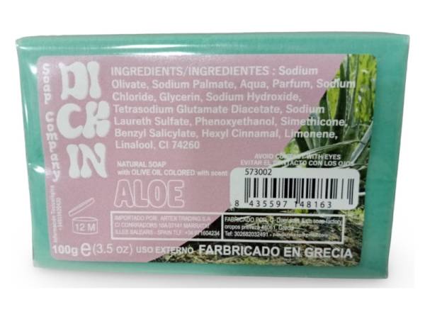 573002 - Dickin Jabon natural Colored Aloe vera 080914 100g 8.5x5.5x2.5cm