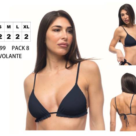 587043 - Sujetador volante liso negro 310199 pack 8
