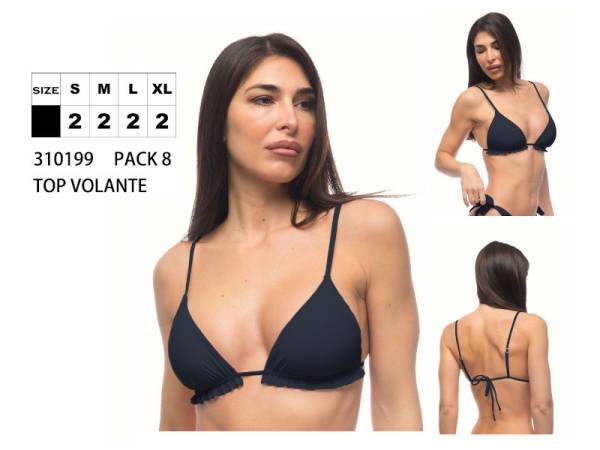 587043 - Sujetador volante liso negro 310199 pack 8