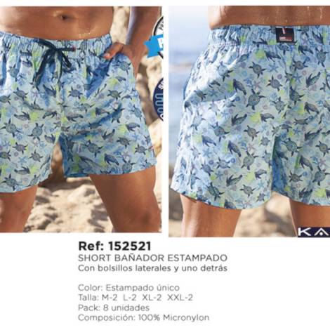 590007 - Bañador estampado tortugas azul 152521 micronylon (pack 8)