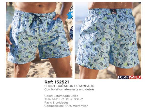 590007 - Bañador estampado tortugas azul 152521 micronylon (pack 8)