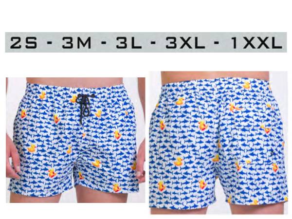 654804 - Bañador hombre patos tiburones wr1401 blanco azul (pack 12)