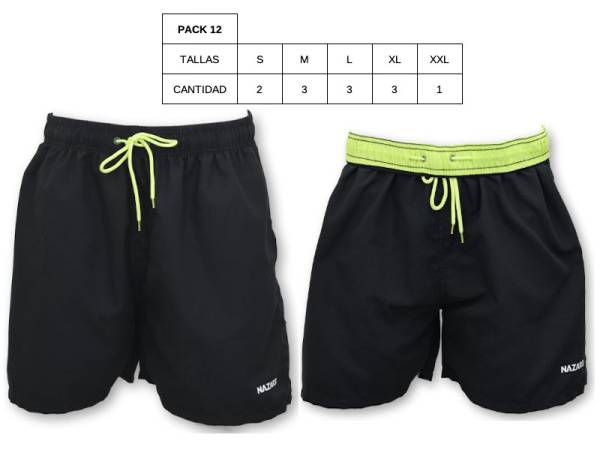8976451 - Nazare bañador hombre liso negro pack 12