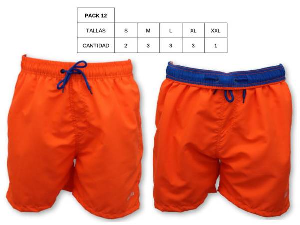 8976454 - Nazare bañador hombre liso naranja pack 12