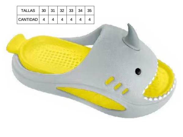 8977654 - Lipper Slipper infantil blanco-amarillo tallas 30-35 (pack 24)