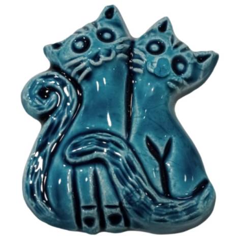 258066 - Iman ceramica 2 gatos 8 cm