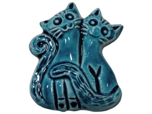 258066 - Iman ceramica 2 gatos 8 cm