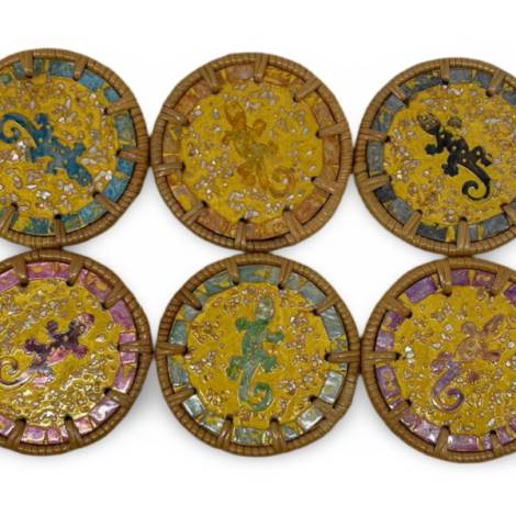 506428 - Posavasos ratan car 13 gecko oro