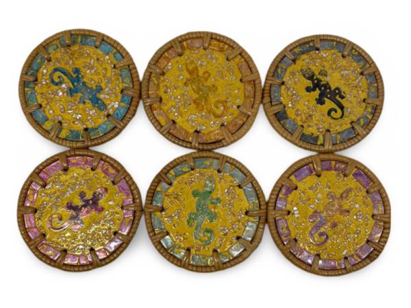 506428 - Posavasos ratan car 13 gecko oro