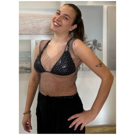 539001 - Fish net rhinestones vest 824