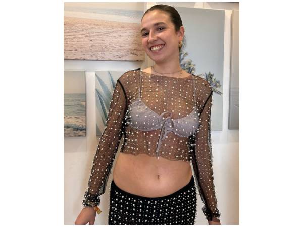 539020 - Mesh pearls top x8293