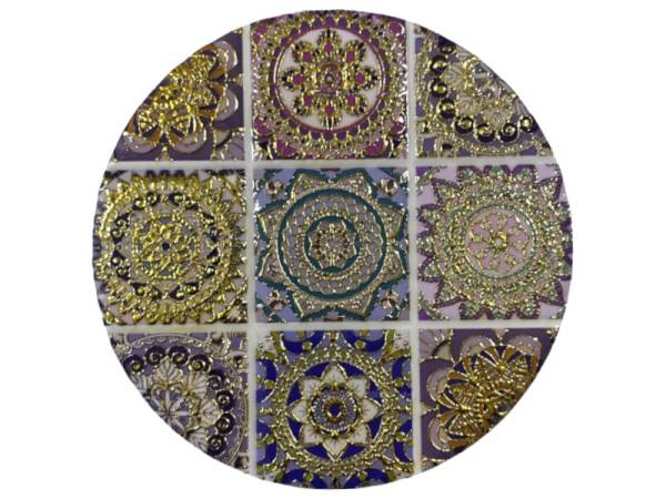 541105 - Posavasos redondo with gold 10.8*10.8 cm