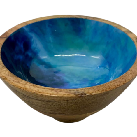 582002 - Etnico madera bowl with base big 2228a blue sea 14x14x8