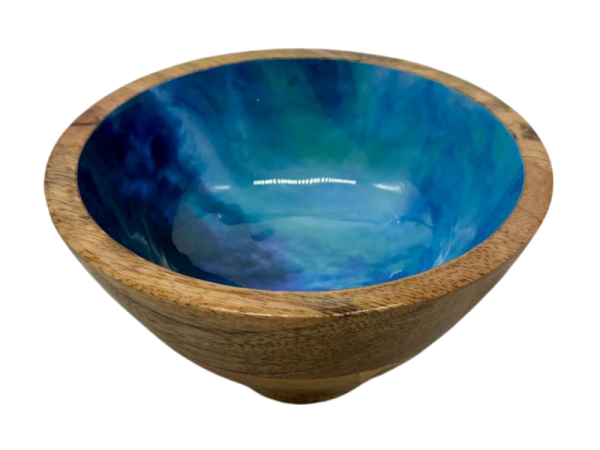 582002 - Etnico madera bowl with base big 2228a blue sea 14x14x8