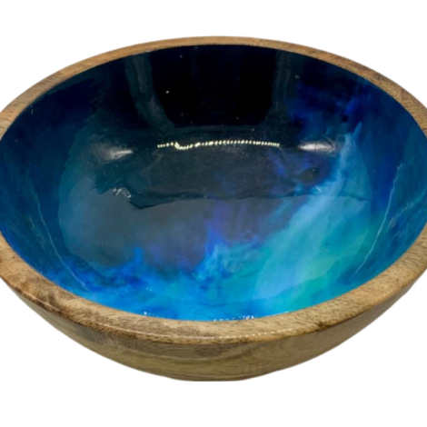 582003 - Etnico madera bowl with base small 2229a blue sea 19x19x9