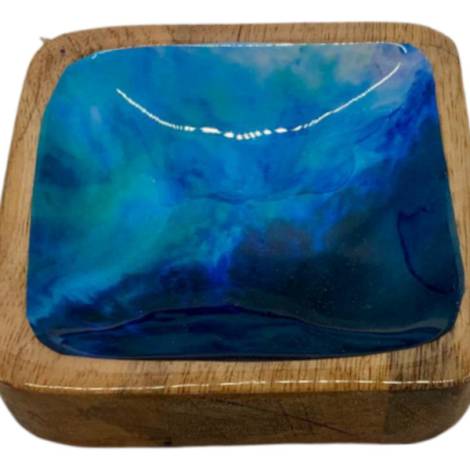 582007 - Etnico madera square tray 2232a blue sea 10x10x3.5