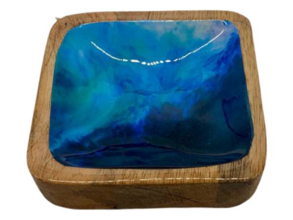 582007 - Etnico madera square tray 2232a blue sea 10x10x3.5