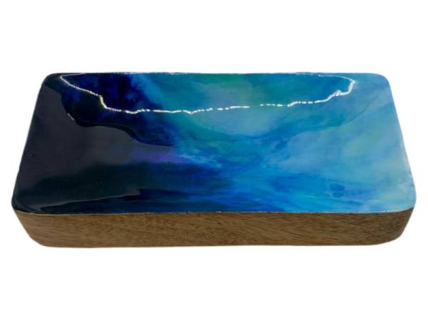 582008 - Etnico madera rectangle tray 2233a blue sea 17x8.5x3.5