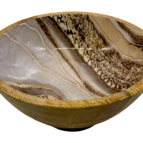 582014 - Etnico madera bowl with base small 2229b marble desing 19x19x9