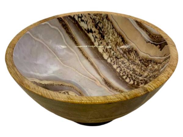 582014 - Etnico madera bowl with base small 2229b marble desing 19x19x9