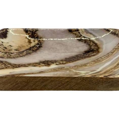 582019 - Etnico madera rectangle tray 2233b marble desing 17x8.5x3.5