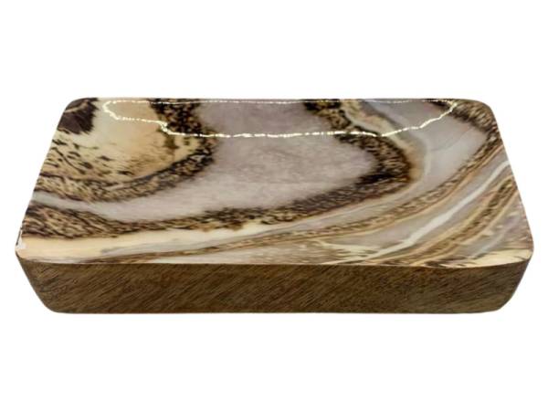 582019 - Etnico madera rectangle tray 2233b marble desing 17x8.5x3.5