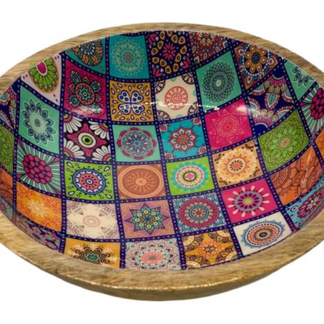 582027 - Etnico madera nut bowl 3155c Multi desing 20x20x7
