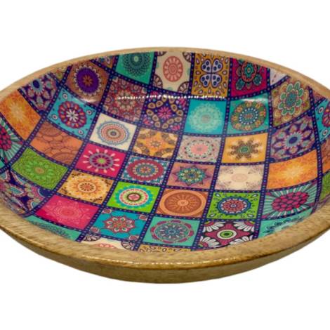 582028 - Etnico madera shallow bowl 2088c Multi desing 20x20x7