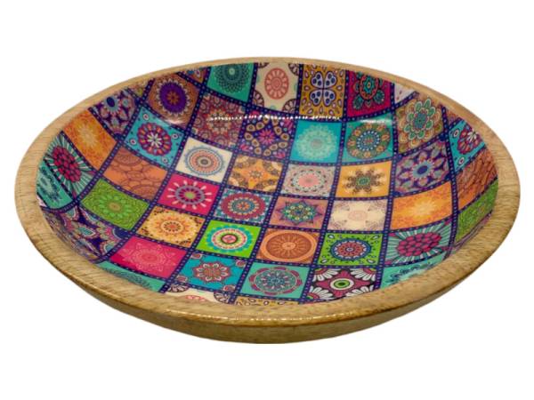 582028 - Etnico madera shallow bowl 2088c Multi desing 20x20x7