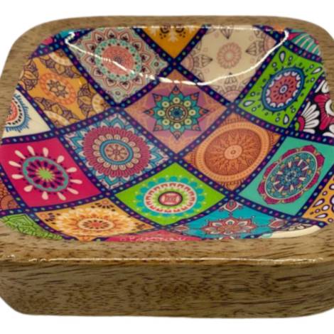 582029 - Etnico madera square tray 2232c Multi desing 10x10x3.5