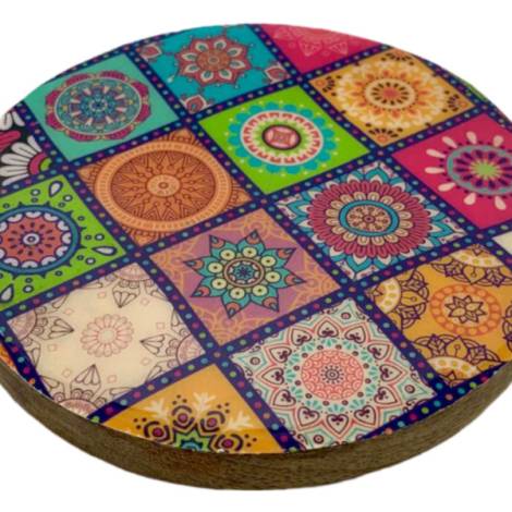 582032 - Etnico madera round coasters 2106c Multi desing 10x10x1