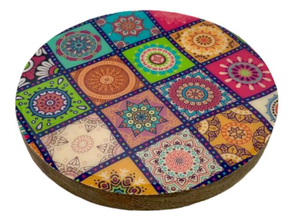 582032 - Etnico madera round coasters 2106c Multi desing 10x10x1