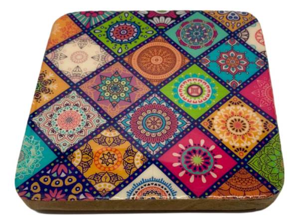 582033 - Etnico madera square coasters 2105c Multi desing 10x10x1