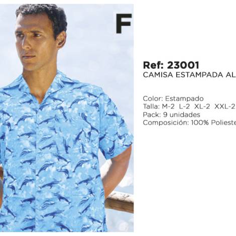 590002 - Camisa estampada Aloha 23001-F poliester (pack 9)