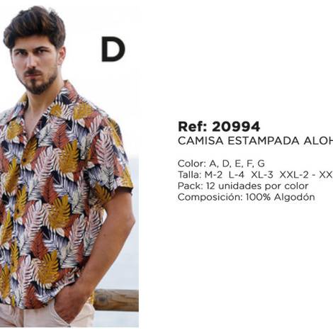 590003 - Camisa estampada Aloha 20994-D algodon (pack 12)