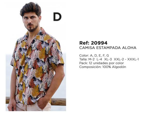 590003 - Camisa estampada Aloha 20994-D algodon (pack 12)