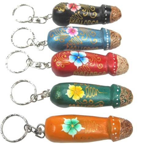 7331313 - Etnico llavero pene 8cm pintado mallorca gold penis