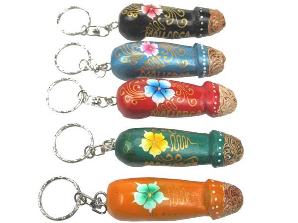 7331313 - Etnico llavero pene 8cm pintado mallorca gold penis