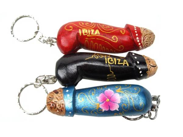 7331321 - Etnico llavero pene 8cm pintado ibiza goldpenis