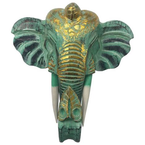 7333184 - Etnico elephant head 40 cm green turquis