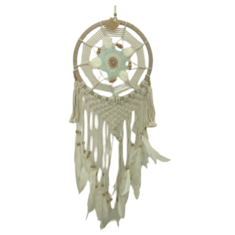 7333264 - Etnico atrapasueño macrame pong pong 27 cm verde