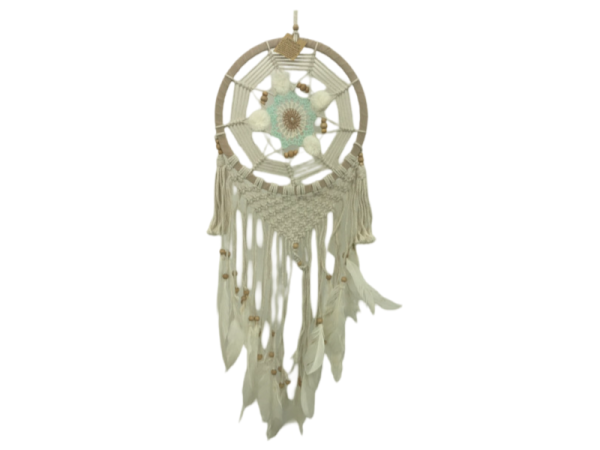 7333264 - Etnico atrapasueño macrame pong pong 27 cm verde