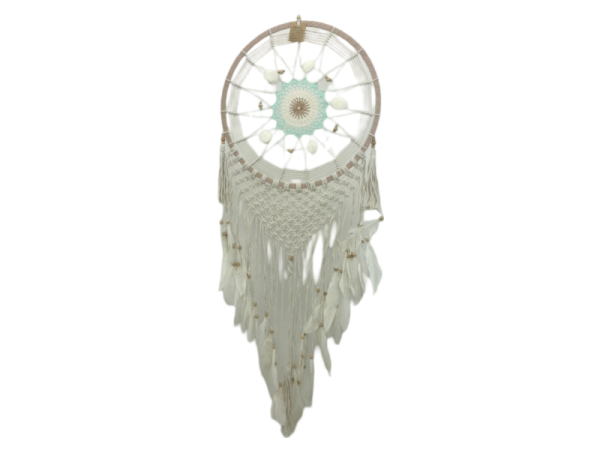 7333267 - Etnico atrapasueño macrame pong pong 42 cm verde