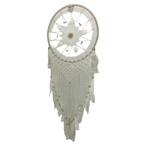 7333268 - Etnico atrapasueño macrame pong pong 42 cm blanco