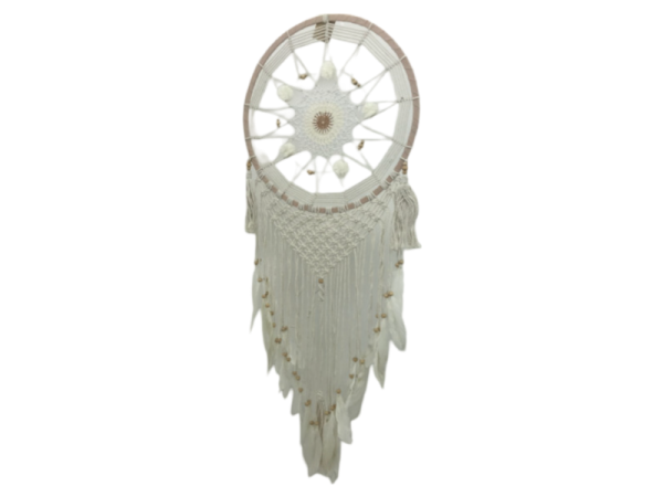 7333268 - Etnico atrapasueño macrame pong pong 42 cm blanco