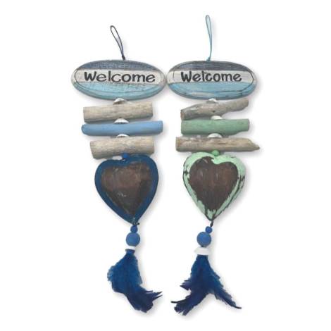 7333302 - Etnico handing top oval welcome corazon 15x30 cm