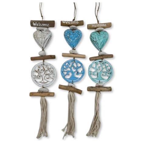 7334011 - Etnico Movil madera FOR arbol corazon 50cm welcome