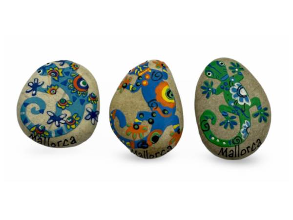 7334506 - Etnico iman piedra lagartos colores mallorca